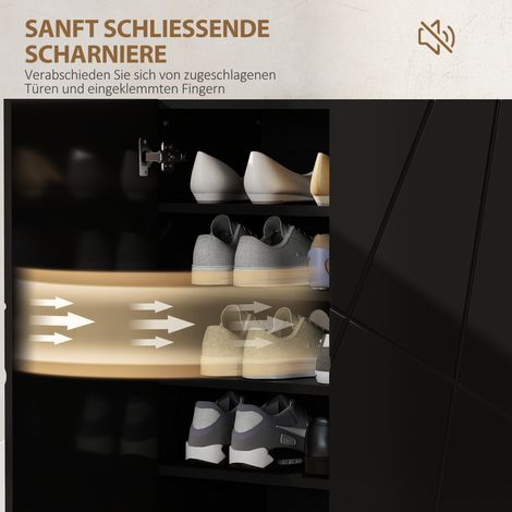 Armoire à chaussures 2 portes, étagère à chaussures avec 3 tablettes réglables 72 x 31,5 x 95 cm, Noir (1/5)