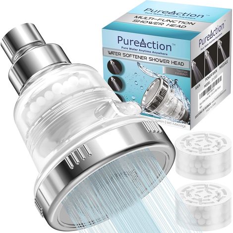 douche adoucisseur d'eau pour eau dure – Filtre chlore et fluorure – Pomme de douche haute pression à effet pluie – 2 filtres remplaçables – Meilleure douche comme peau sèche et (1/5)