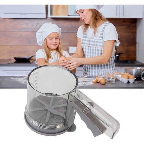Tragbares, transparentes PP-Pulversieb, ein-/zweilagiges variables Pulversieb, halbautomatisches Becher-Pulversieb, zweilagiger Becher. (1/5)