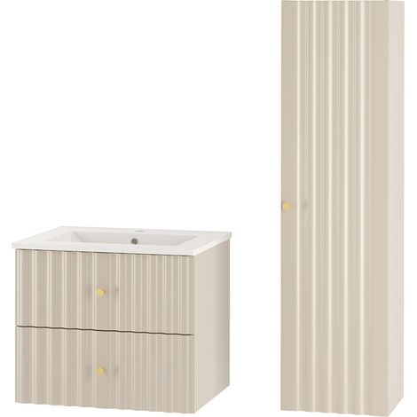 Badezimmermöbel Set 2-teilig inkl. Waschbecken in Beige AQUINO-140 (1/5)