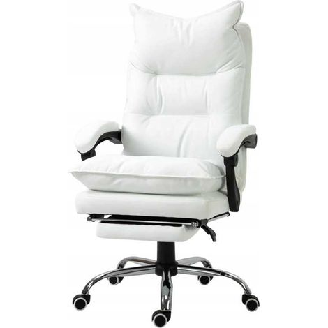 Silla de oficina de piel ecológica con reposapiés, color blanco, PAKO V (1/5)