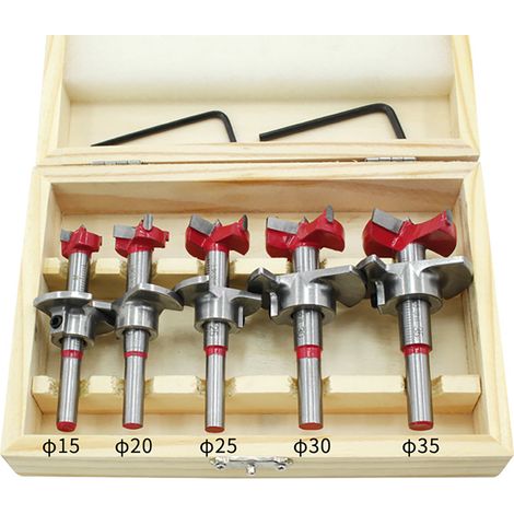 5-teiliges, verstellbares 15–35-mm-Hartmetall-Kernbohrer-Set für Holz, Scharnierbohrer, Holzlochsäge, Lochaufweiter (1/5)