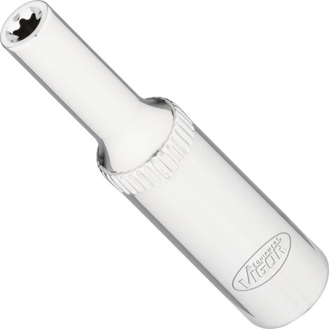 VIGOR T Steckschlüsseleinsatz, lang, V7014-4, 1/4 Zoll (6,3 mm) Vierkant, E Profil, SW E4