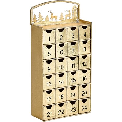 Calendario dell’Avvento decorativo natalizio in metallo dorato per le festività natalizie Seinajoki (1/5)
