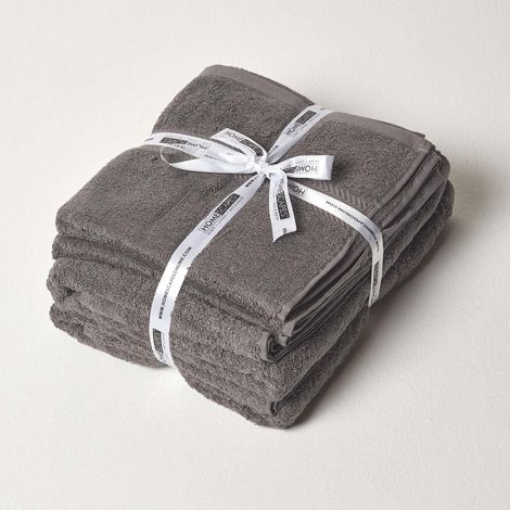 HOMESCAPES Slate Grey 100% Combed Egyptian Cotton Towel Bale Set 500 GSM (1/5)