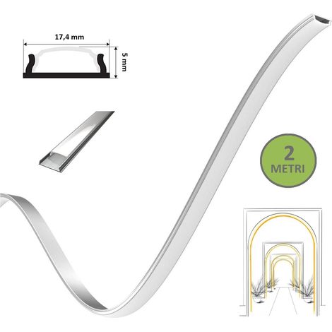 Profilo in alluminio flessibile 2m barra opaco curvabile per strisce strip led superfici curve e archi (1/5)