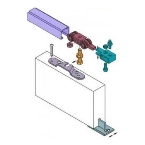 Kit x porta scorrevole binario più carrelli kg 40 o 80, binario 190 - 230 - 300 dimensione disponibile: portata 40kg lungo 190cm (1/2)
