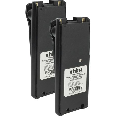 vhbw 2x Akku Ersatz für Icom BP-211, BP-211N, BP-222N, BP-222 für Funkgerät, Walkie Talkie (1650 mAh, 7,2 V, NiMH) + Gürtelclip