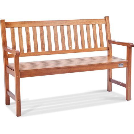 Banc d'extérieur, 127 cm, banquette de jardin en bois pour l'extérieur, jusqu'à 363 kg de charge, banc de jardin extérieur avec dossier et accoudoirs, banc de terrasse pour jardin, parc, cour (1/5)