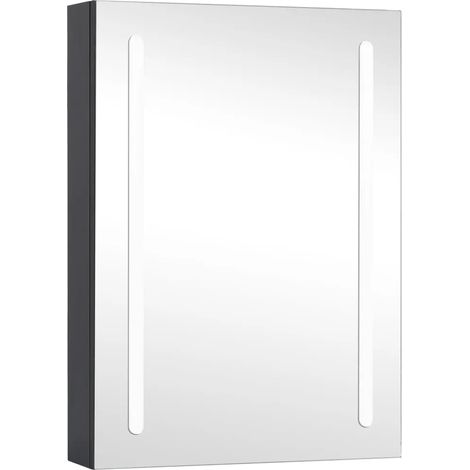 Mueble de baño con espejo LED 50 x 13 x 70 cm con iluminación suave y almacenamiento ergonómico estilo contemporáneo fabricado en MDF antracita 020046733 (1/5)