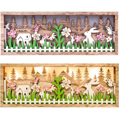 Handgefertigter, hohler Osterschmuck aus Holz mit LED-Beleuchtung
