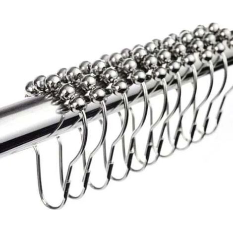 Anneaux de rideau de douche en acier inoxydable, lot de 48, système coulissant, 70 x 40 mm (1/5)