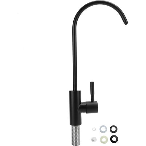 1 robinet de lavabo, acier inoxydable, noir mat, à poser, eau froide uniquement, pour salle de bain (1/5)