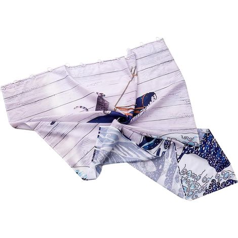 Whale Design Shower Curtain Durable Polyester Fabric with