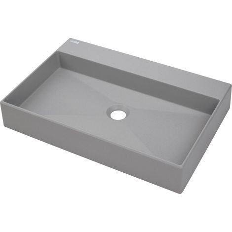Aufsatzwaschbecken Grau eckig 60 cm in Granitoptik ohne Überlauf "Correo"