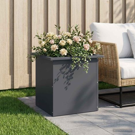 vidaXL Jardinera para jardín con luces LED Antracita 40 x 40 x 40 cm (1/5)