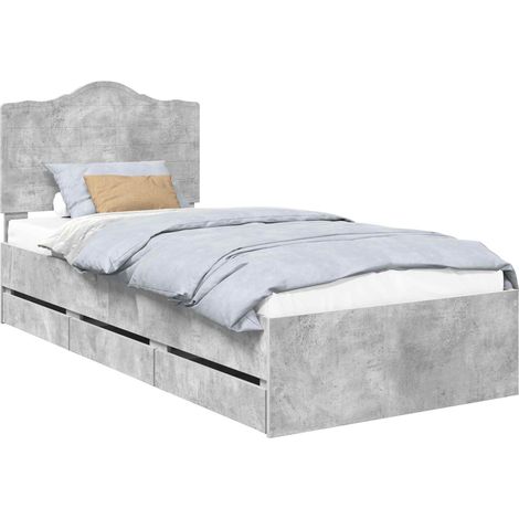 Estructura de cama Gris Concreto 90 x 200 cm Madera Ingenieril vidaXL