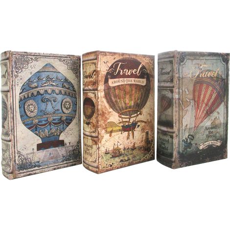 Signes Grimalt Decorazione di scatole di libri Book Book World 3u Boxes Libro grigio 5x11x17cm 29544