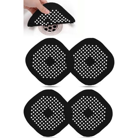 Set of 4 silicone drain protectors, kitchen sink strainer with suction cup, bathtub drain cover strainer, black. (1/5)