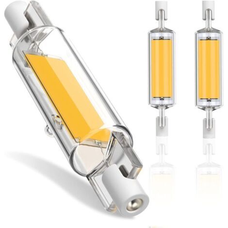 Ampoule R7S LED 78mm Dimmable, 10W R7S Ampoules LED COB, R7S LED 78mm Haute Lumière Blanc Chaud 3000K, R7S LED Lampe 1000LM, éclairage à faisceau 360 °, AC 220-240V, Pack de 2 (1/5)