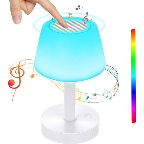 Veilleuse LED, avec Enceinte Bluetooth, Lampe de Chevet Contrôle Tactile et USB Rechargeable et Changement de Couleurs RGB avec Dimmable Lampe de Table pour La Chambre et Le Salon (1/4)