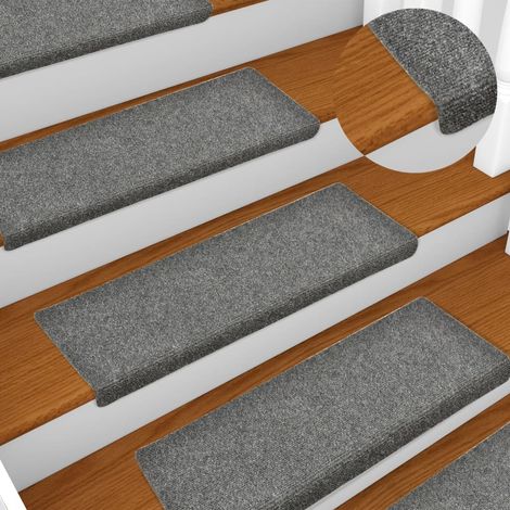 INLIFE Tapis de marches d'escalier 10pcs Gris clair 65x25cm Aiguilleté (1/5)