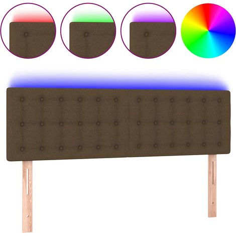 Maison Exclusive - Cabecero con LED de tela marrón oscuro 144x5x7 (1/5)