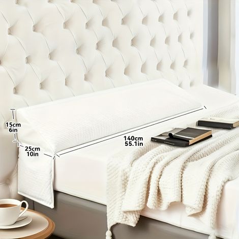 Coussin de Lit Triangulaire – Cale de Remplissage pour Espace Tête. Appui-Tête et Dossier Amovible. Blanc pur (Blanc pur 140cm) (1/5)