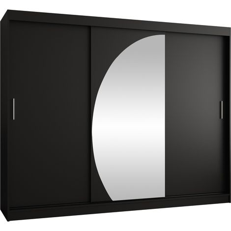 Armario Hartford 508, Negro, 200x250x62cm, Puertas de armario: Correderas, Número de estantes: 0