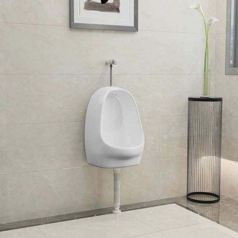 Urinoir suspendu avec valve de chasse d'eau Céramique Blanc (1/5)