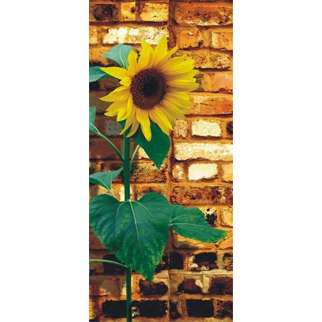 Sunflower on bricks, intissé photo mural, 90 x 202 cm, 1 part (1/3)