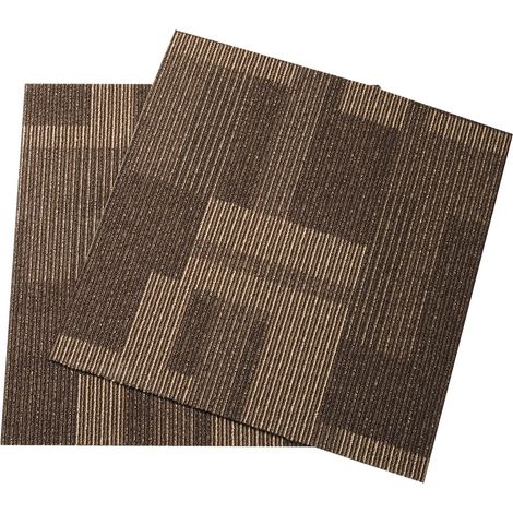 Dalles de Moquette Réutilisables 61x61cm, avec Mousse Intégrée, Douces et Faciles à Poser, pour Chambre et Salon (24 Pièces, Marron Mixte) (1/5)