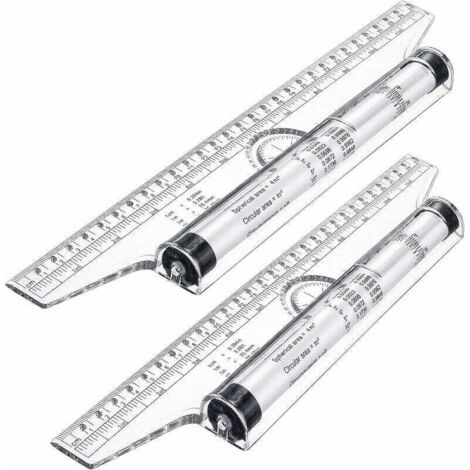 2 pièces en plastique règle de roulement de mesure, règle de rouleau de dessin, règle parallèle, règle de conception de dessin multifonctionnelle pour mesurer, dessiner, étudiant, école et bureau (1/4)