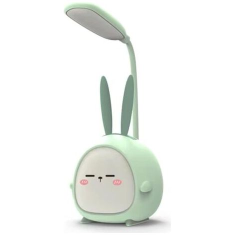 Lampe de bureau LED portable avec veilleuse, lapin mignon, pliable, rechargeable par USB, lampe de lecture pour enfants, chambre, table de chevet, bureau (Lapin vert) (1/5)