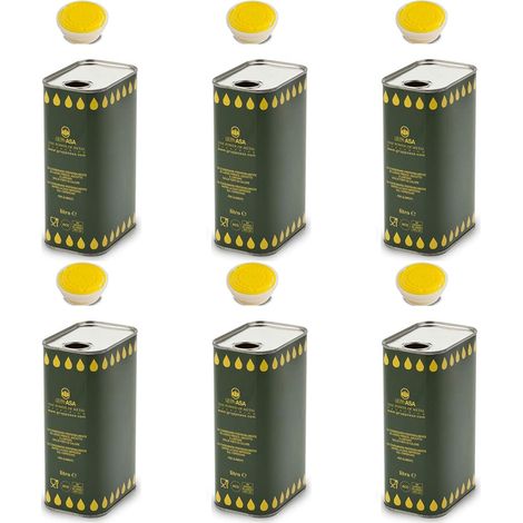 LATTA LATTINA PER OLIO D'OLIVA 1LT IN BANDA STAGNATA +TAPPO ERMETICO 6 LATTINE
