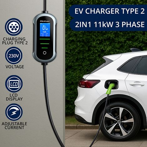 EV car charger w/ adjust. Type2 2in1 3.5kW (1/4)