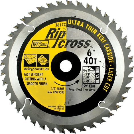 Ivy classique 36177 Ripcross 15,2 cm 40 dents en carbure de tungstène mince Scie Lame de scie circulaire Pergola avec 20 mm, 1/5,1 cm, 1/carte (1/5)
