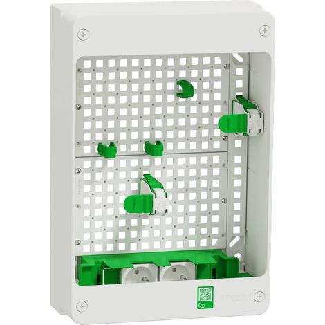 Schneider Electric – Coffret de communication Resi9 VDI Box 13M2R – 13 modules RJ45 pour TV, données et téléphone – Dimensions 27x12,5x3,85 cm – Couleur blanche