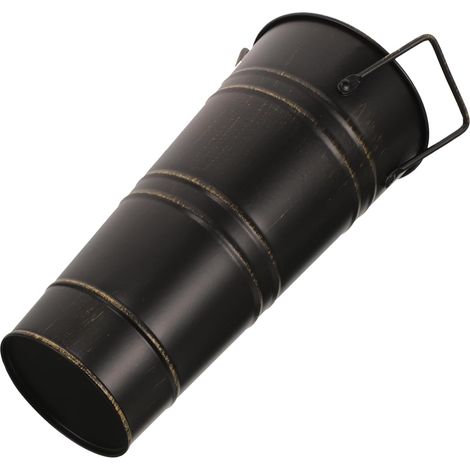 Tonneau à Fleurs en Fer Vintage 25 Cm Noir Doré, Vase Seau Compact en Fer Forgé, Décor Jardin Et Balcon, Accessoire Photo Décoratif pour Maison (1/5)