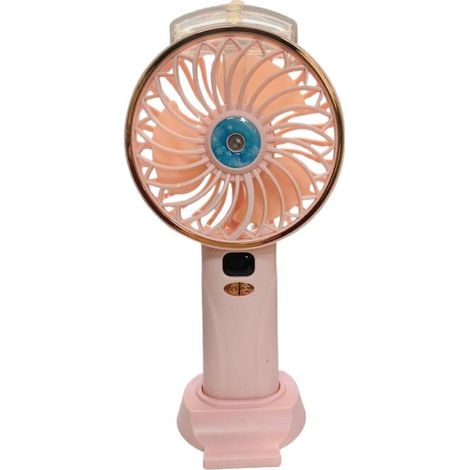 HONORNIC - Ventilateur portable, petit ventilateur rafraîchissant, 2400 mAh, ventilateur de table, 5 vitesses, idéal pour les voyages et les activités de plein air, rose