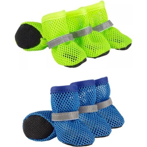 Achtteiliges Set schützender Hundeschuhe atmungsaktive und bequeme Sommerschuhe für Hunde geeignet für drinnen und draußen im Sommer Pink Rot S (1/5)