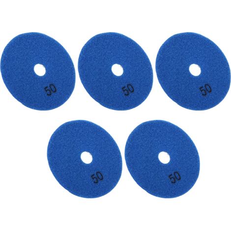 Lot de 5 disques de polissage diamant 4 pouces, pads souples pour marbre, granit et céramique, grain 50. (1/5)