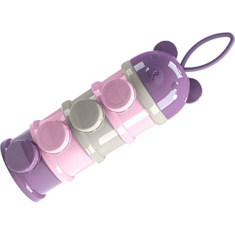 Distributeur de lait en poudre pour nourrissons, empilable, à 4 compartiments, grande capacité, portable, violet, idéal pour les voyages et les activités de plein air. (1/5)