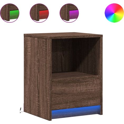 Maison Exclusive - Nachttische mit LED-Leuchten 2 Stk. Braun Eich