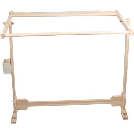 Support de broderie sur pied en bois 80cm, cadre à tapisserie, cerceau de broderie 14CT, support de métier à broder ajustable pour sol. (1/5)