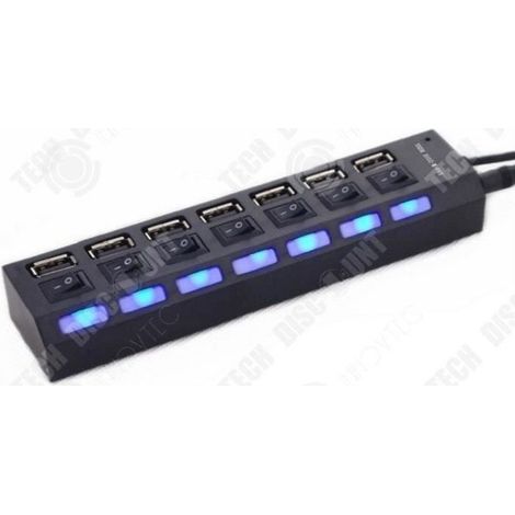 Steckdosenleiste mit Schaltern, Mehrfachadapter, intelligentem Überspannungsschutz, Ethernet-Anschluss und 7 unabhängigen HDMI-Anschlüssen (1/4)