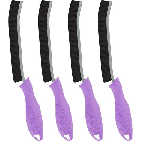 4 Pièces Brosse Nettoyage Salle de Bain - Brosse à Joint Carrelage Poil Dur pour Cuisine et Fenêtre Éviers Toilettes WC Baignoire Carrelage Sol (4, Violet) (1/5)