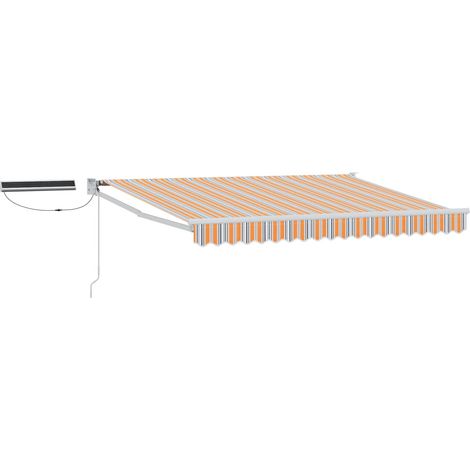 Electric Retractable Awning Grey, Orange and White 3 x 2.5 m vidaXL