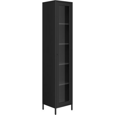 Frank Storage Cabinet - Steel/Glass - L35 x W37 x H180.5 cm - Black - Flat Packed