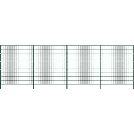 Pannello di recinzione con pali in ferro 694,5x200 cm verde vidaXL